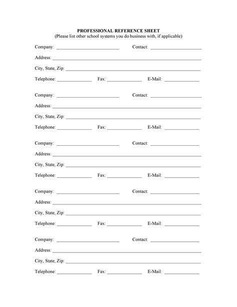 Printable Personal Reference Form