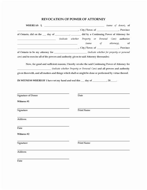 Printable Power Of Attorney Resignation Letter Template