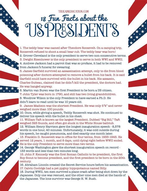 Printable Presidents Day Trivia
