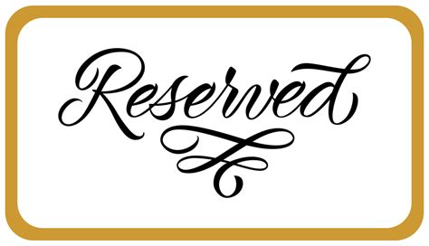 Printable Reserved Signs For Tables