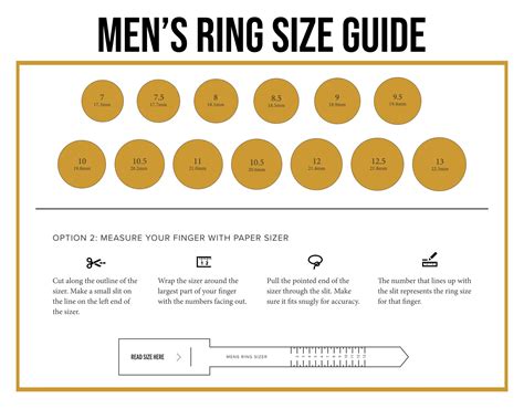 Printable Ring Size Chart Men's