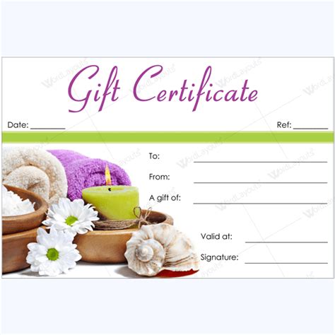 Printable Spa Gift Certificates
