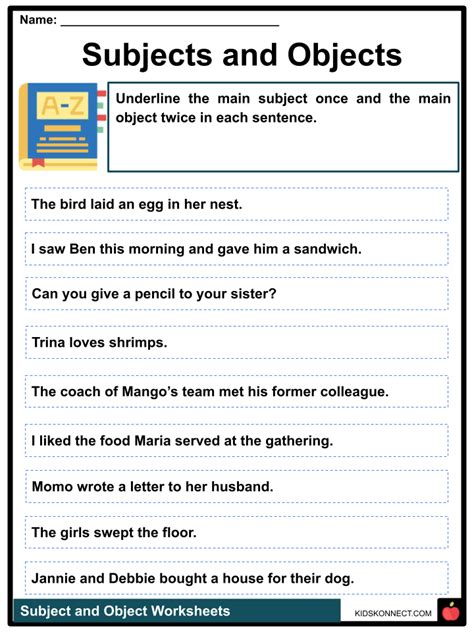 Printable Subject Verb Object Worksheets With Answers