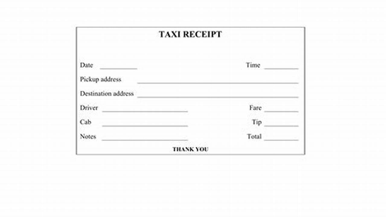 Free Printable Taxi Receipt Templates to Streamline Your Business Expenses