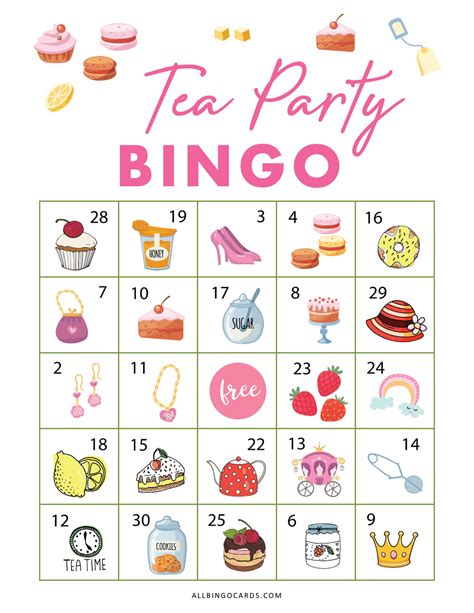 Printable Tea Party Bingo