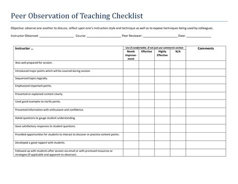 Printable Teacher Observation Form