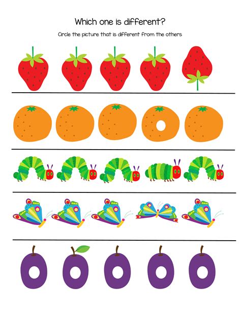 Printable The Very Hungry Caterpillar Worksheets