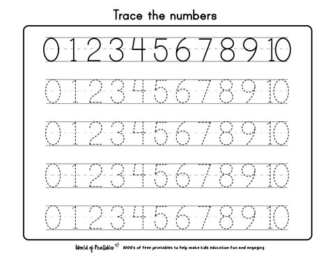 Printable Tracing Numbers 1 10