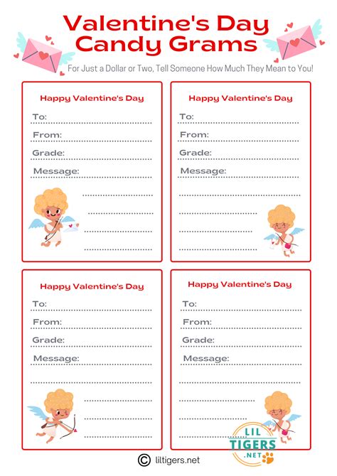Printable Valentine's Day Candy Gram Template