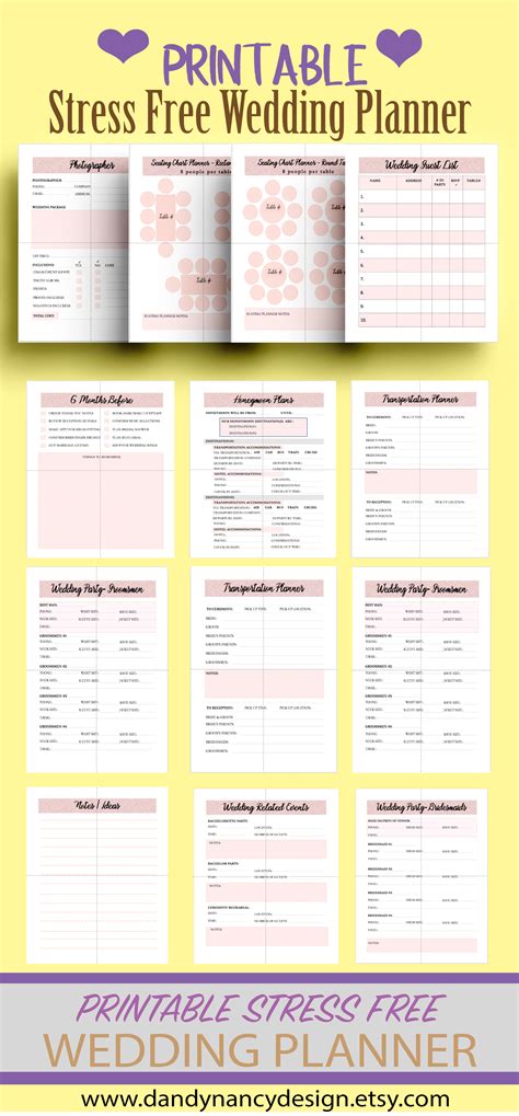 Printable Wedding Planner Calendar