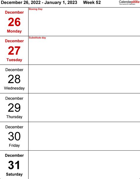 Printable Weekly Calendar 2023 Free