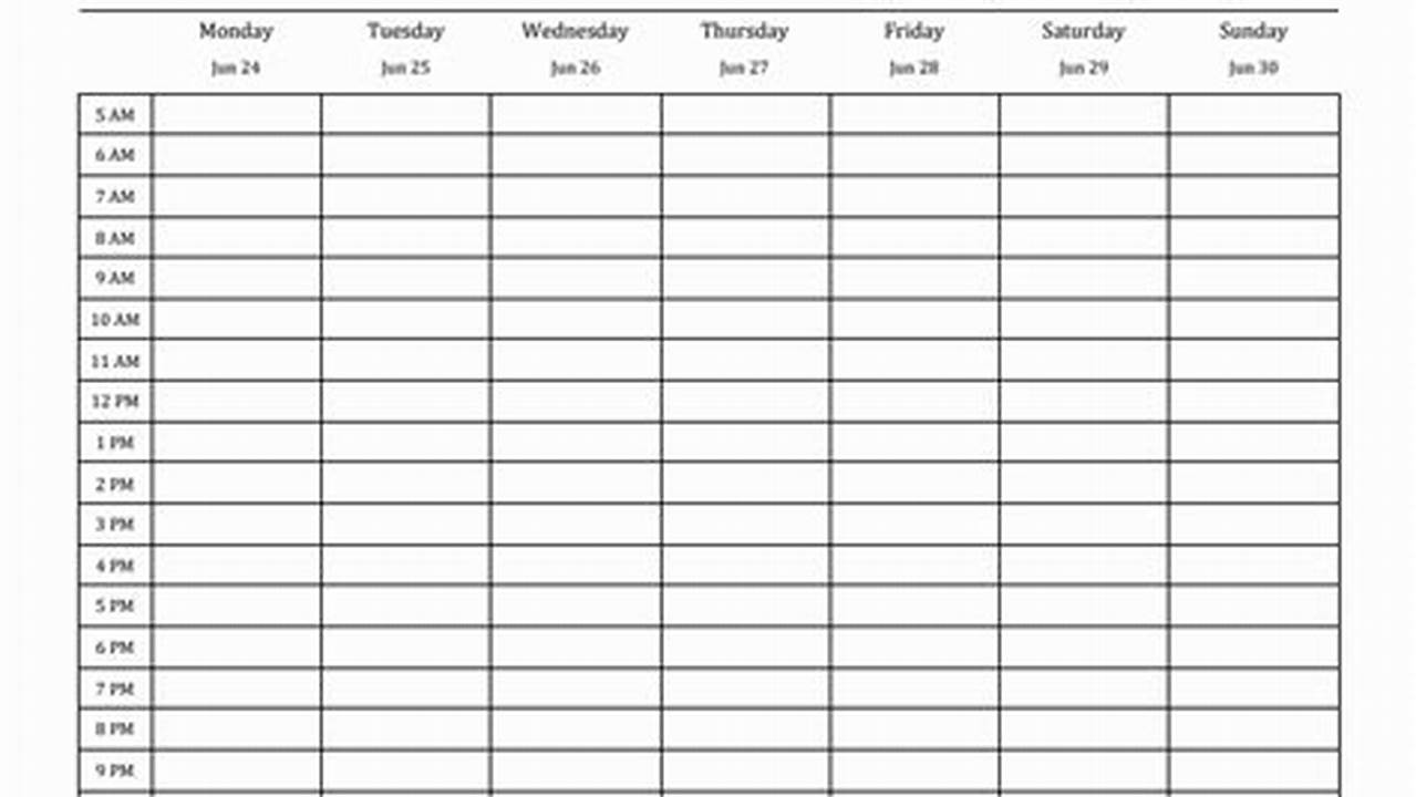 Printable Weekly Calendar 2024 With Time Slots