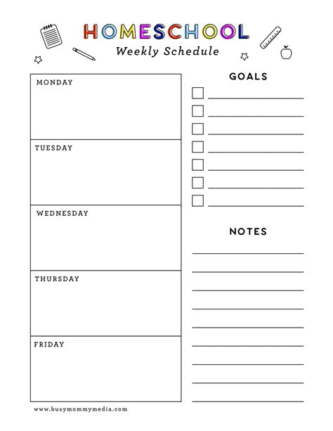 Printable Weekly Homeschool Planner