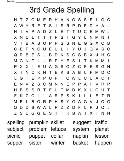 Printable Word Searches For 3rd Graders