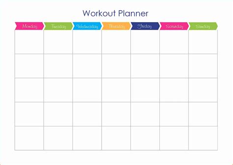 Printable Workout Calendar Template