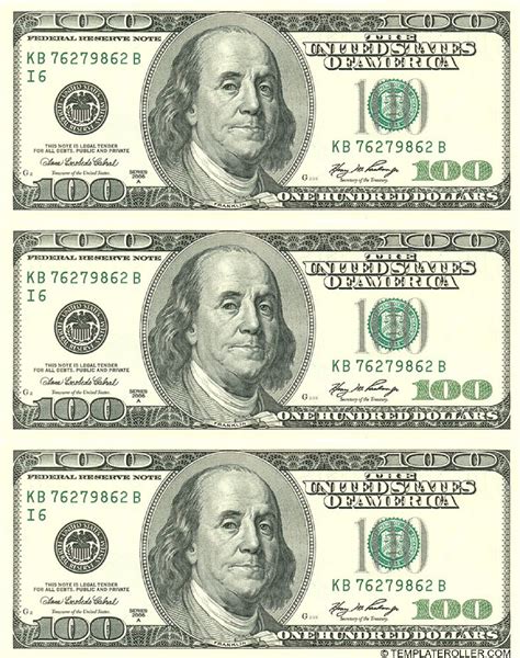 Printable 100 Dollar Bill Actual Size Pdf
