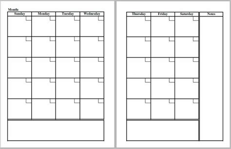 Printable 2 Page Monthly Calendar