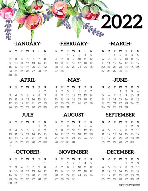 Printable 2022 Calendar One Page