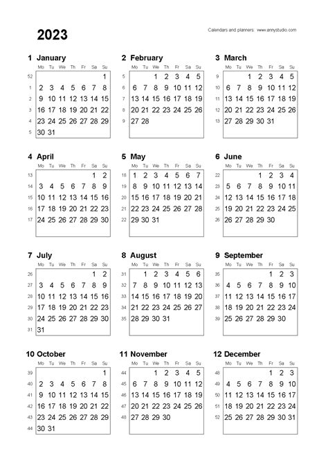 Printable 2023 Calendar With Week Numbers