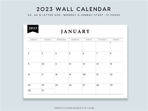 Printable 2023 Wall Calendar Images