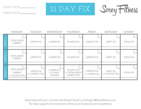 Printable 21 Day Fix Calendar