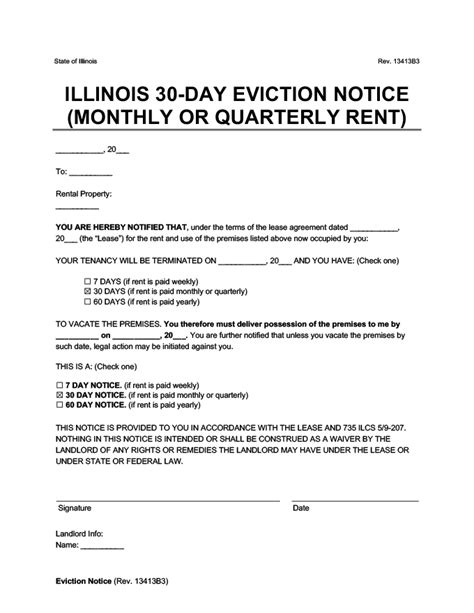Printable 30 Day Eviction Notice Illinois