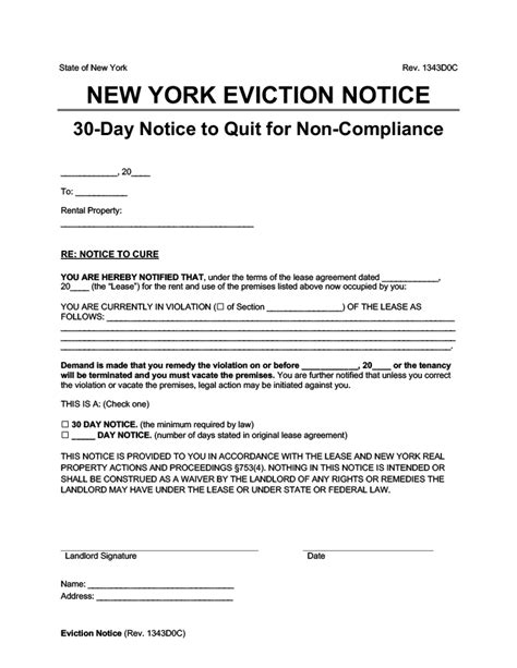 Printable 30 Day Eviction Notice Ny