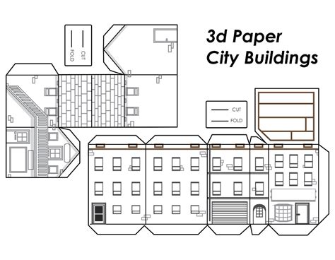 Printable 3d Paper City Buildings Template