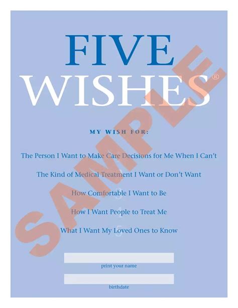 Printable 5 Wishes Document