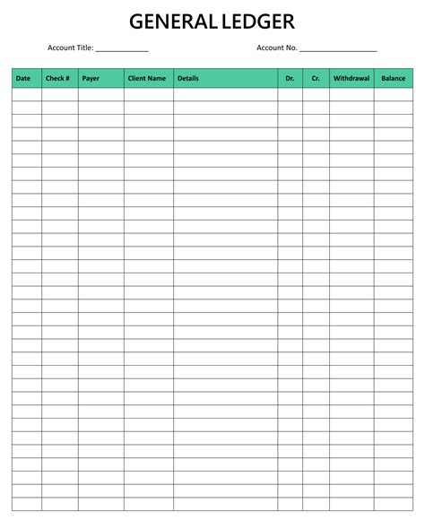 Printable Accounting Ledger Sheets