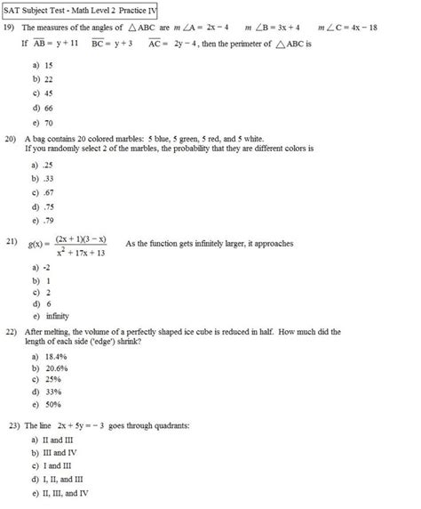 Printable Act Math Practice Test