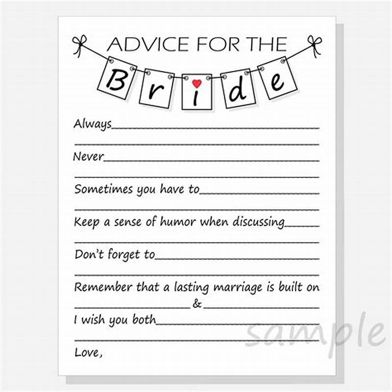 Printable Advice For The Bride