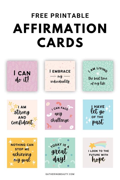 Printable Affirmation Card Templates