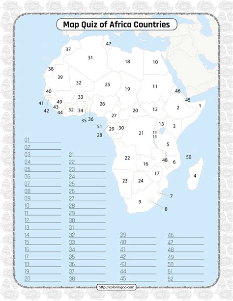 Printable Africa Map Quiz
