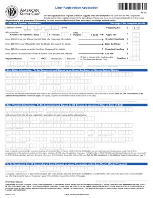 Printable Akc Litter Registration Form