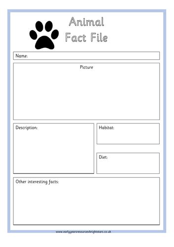 Printable Animal Fact File Template