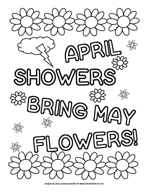 Printable April Showers Bring May Flowers Coloring Page