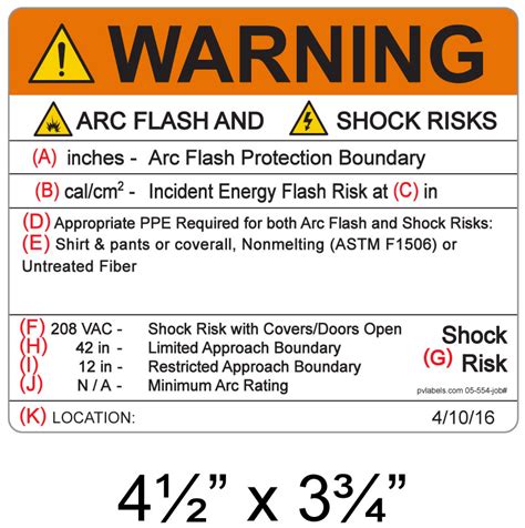 Printable Arc Flash Labels