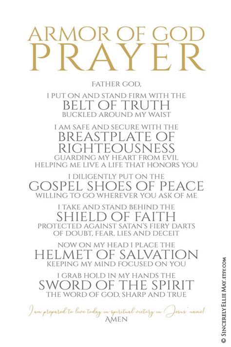 Printable Armor Of God Prayer