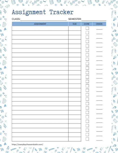Printable Assignment Check List Template
