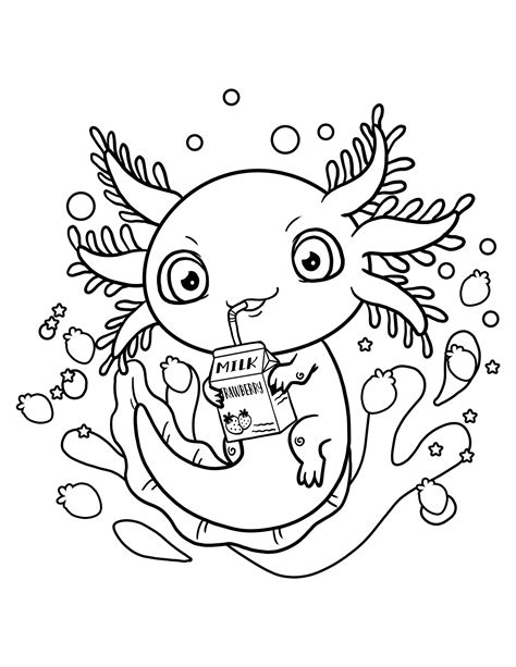 Printable Axolotl Coloring Pages