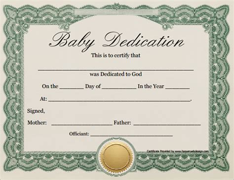 7+ Free Printable Baby Dedication Certificate Templates FREE