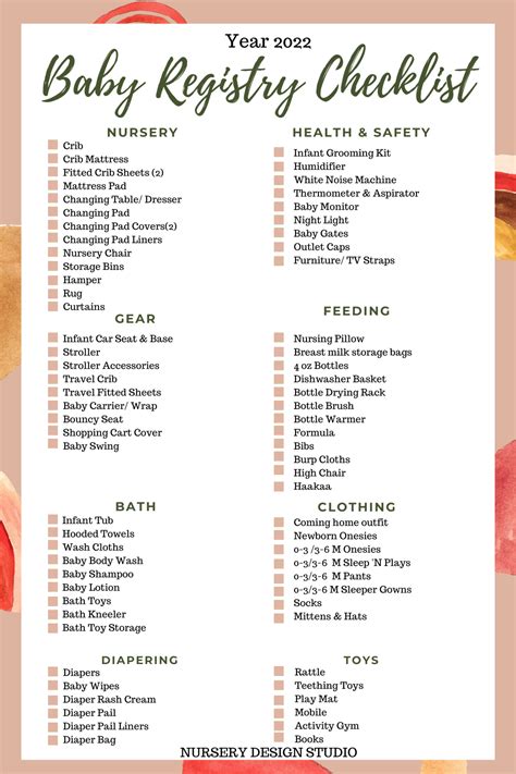 Printable Baby Registry Checklist 2022