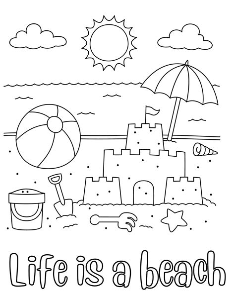 Printable Beach Pictures To Color