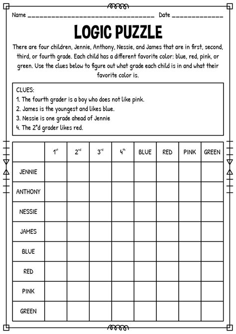 Printable Beginner Logic Puzzles For Kids