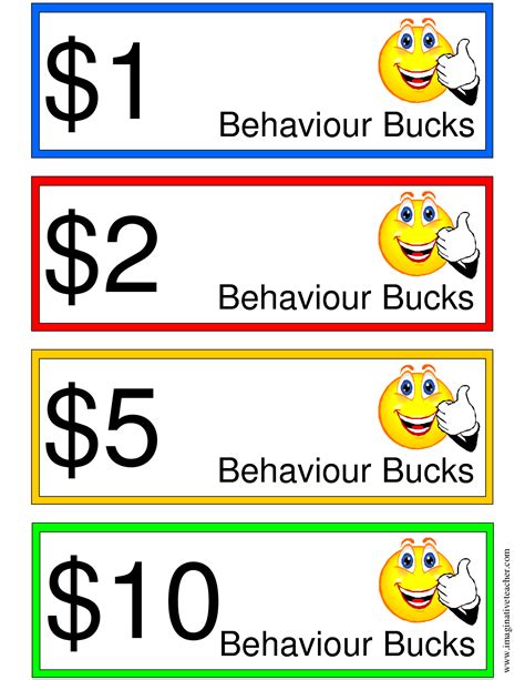 Printable Behavior Bucks