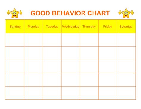 Printable Behavior Chart Templates
