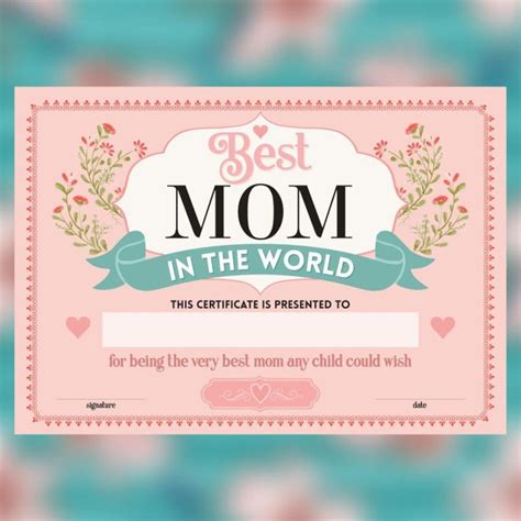 Printable Best Mom Award Certificate