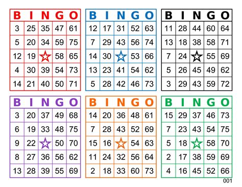 Printable Bingo Cards 6 Per Page