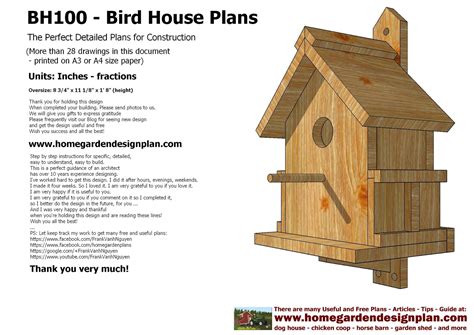 Printable Bird House Plans